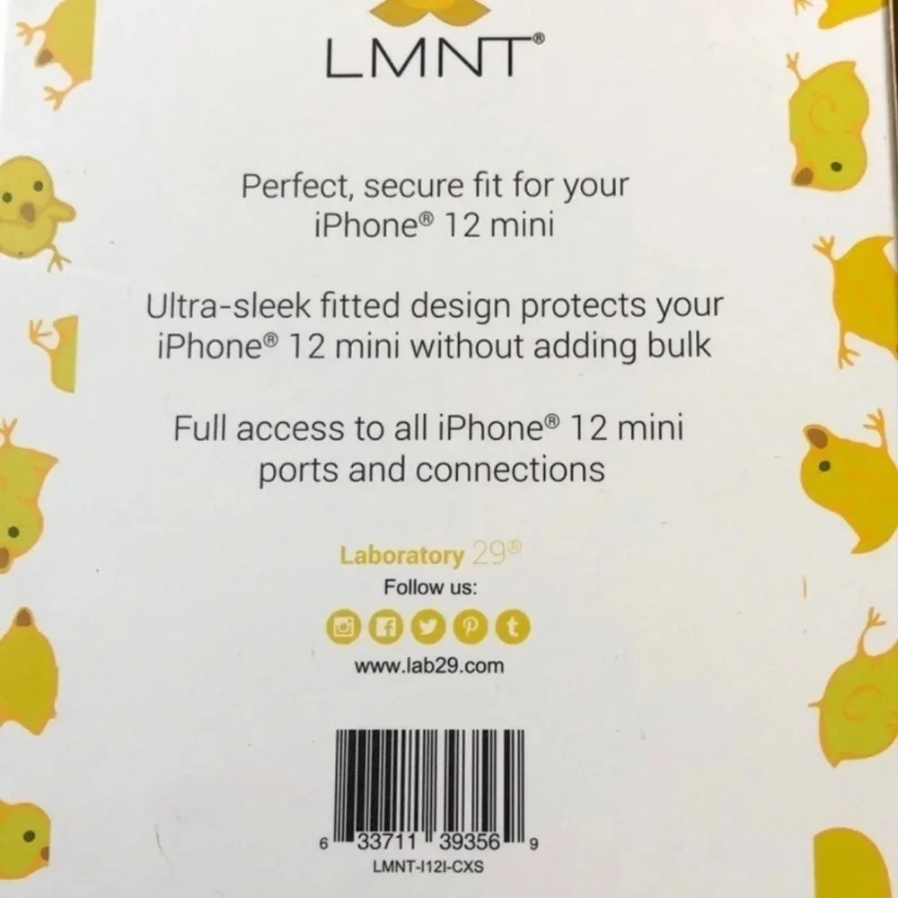 LMNT iPhone 12 Mini Hard Phone Case Apple Yellow Ducks Chick Quack White Easter